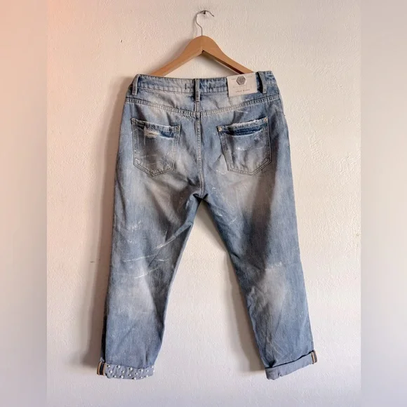 LOLO BLUES Pearl Embellished Cropped Jeans - Picture 2 of 6